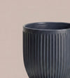 Navy Matt Ribbed Ceramic Pot (13cm)