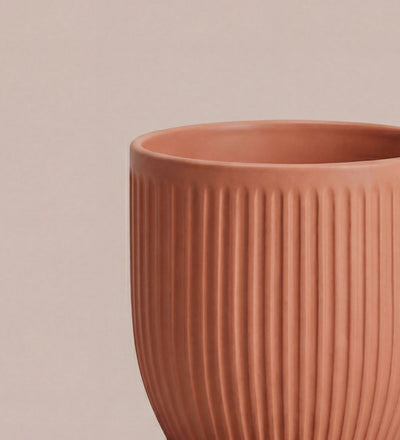 Pink Matt Ribbed Ceramic Pot (13cm)