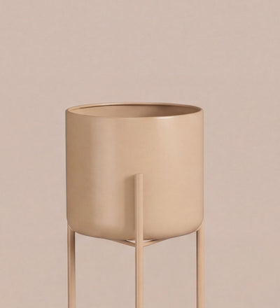 Large pink pot on stand