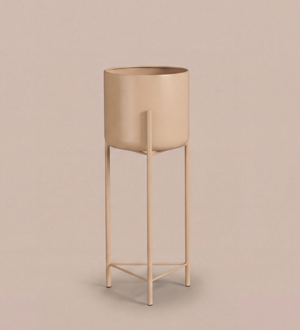 Large pink pot on stand