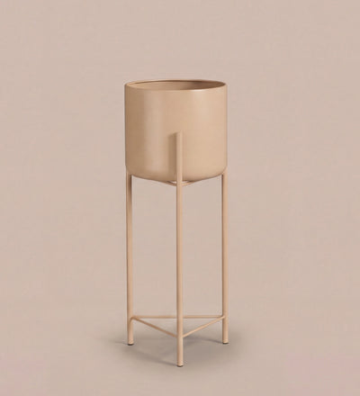 Large pink pot on stand