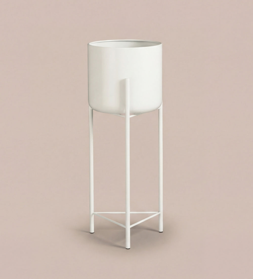 Large white pot on stand