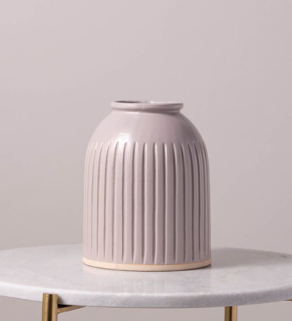 Imperfect Sass & Belle grooved vase grey