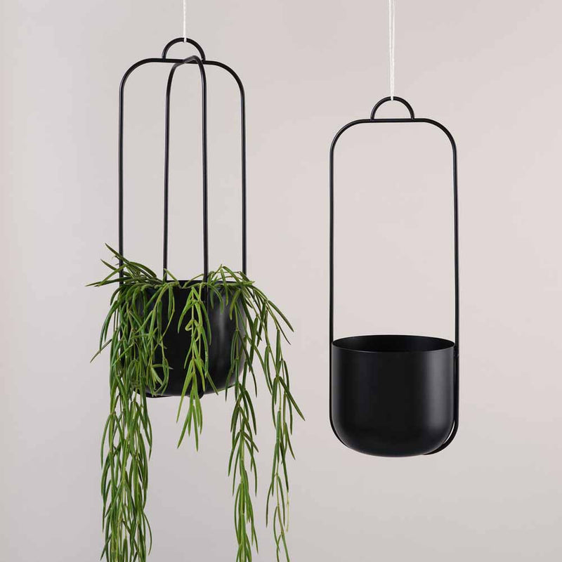 Black Hübsch Iron Hanging Planter