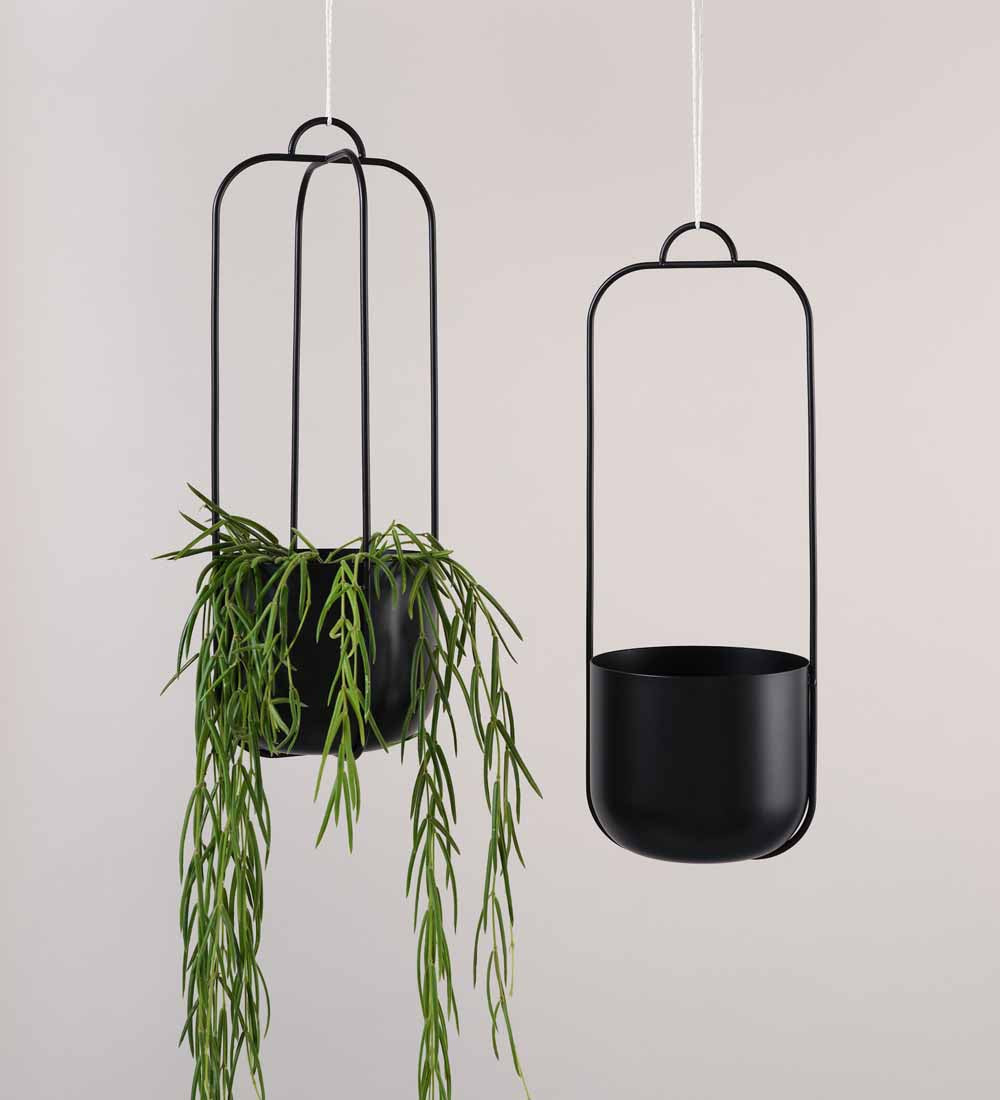 Black Hübsch Iron Hanging Planter