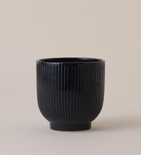 Navy Ribbed Ceramic Pot (13cm) Image