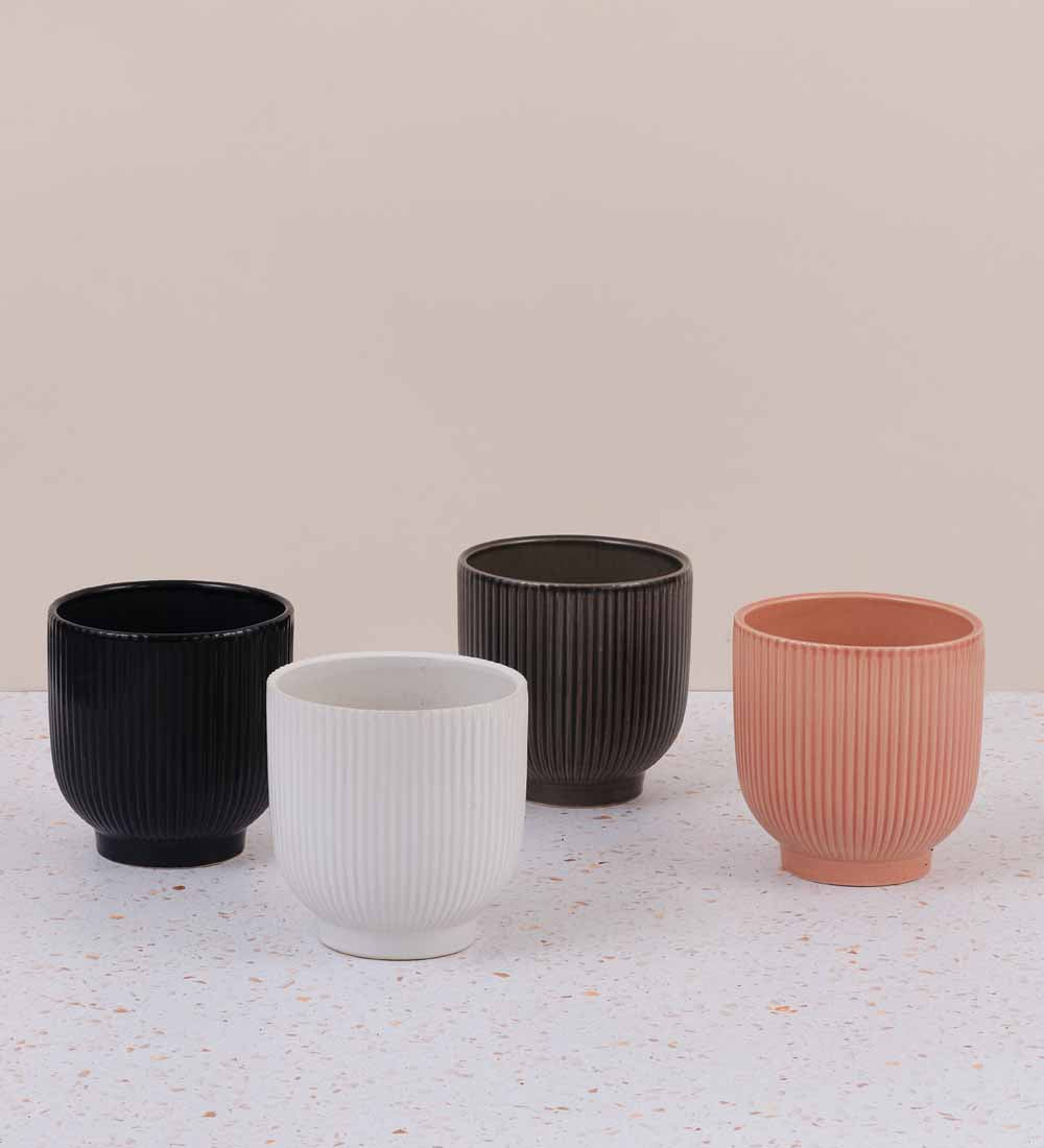 Ribbed Ceramic Pot