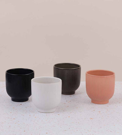 Ribbed Ceramic Pot