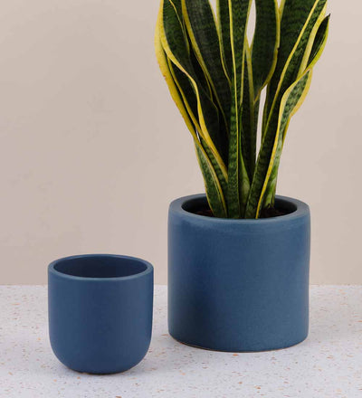 Inky Blue Earthenware Pot