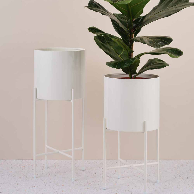 White Hübsch Planter with Stand