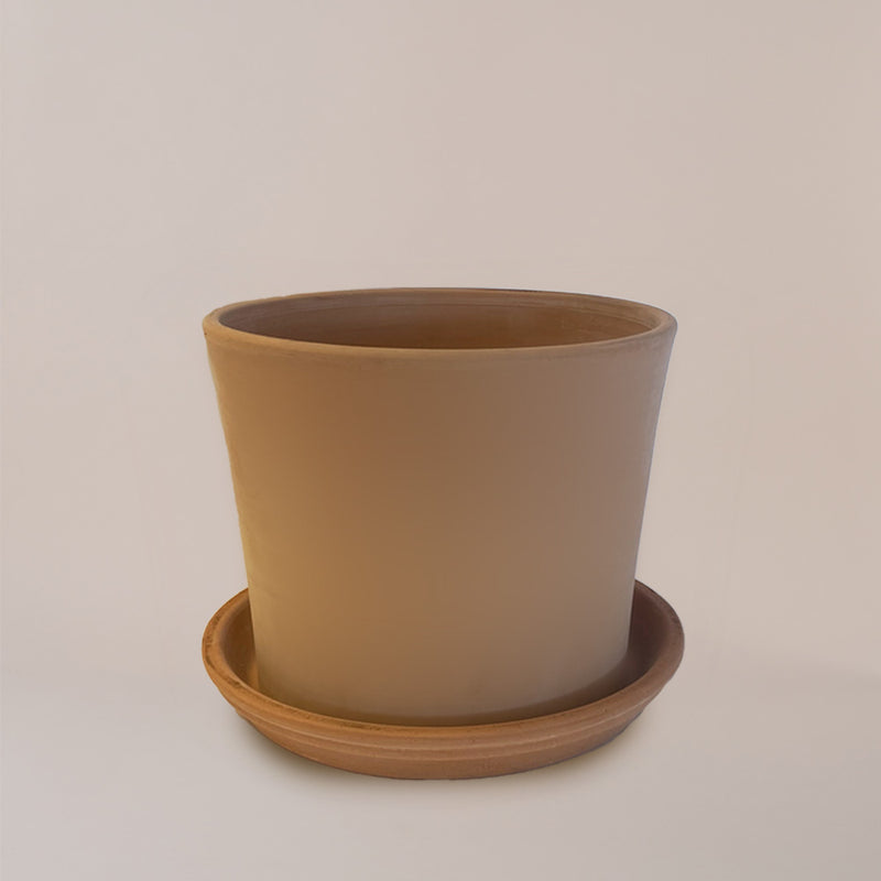 Contemporary Terracotta Pot with Saucer (20cm)