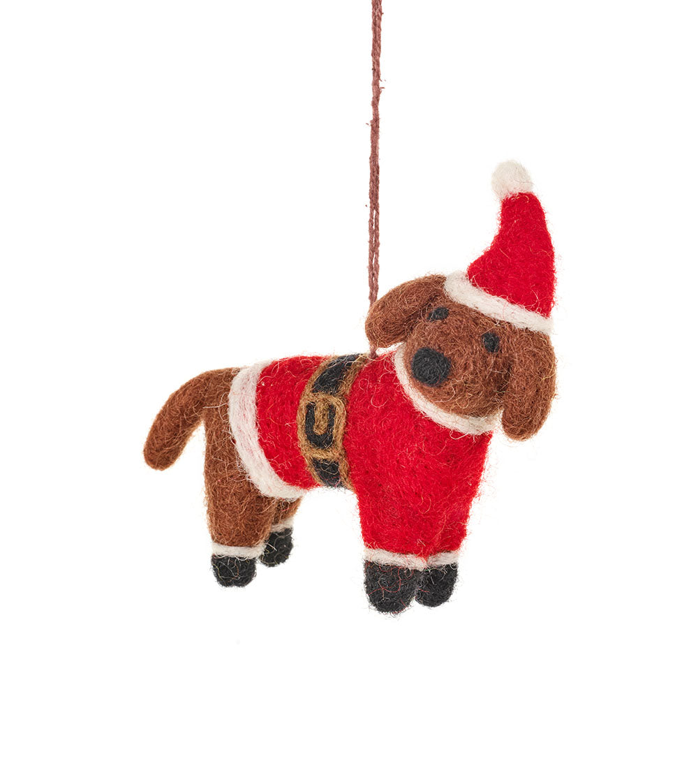 Felt Dashing Daschund Tree Decoration