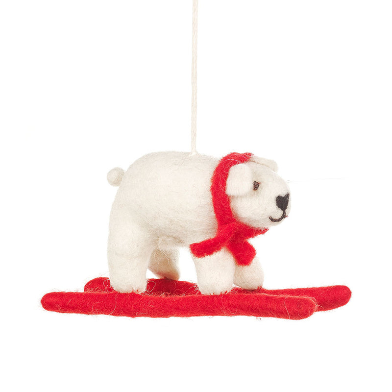 Felt Skiing Polar Bear Tree Decoration