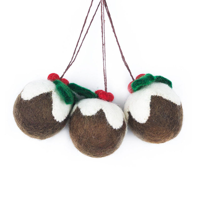 Felt Christmas Puddings Decorations